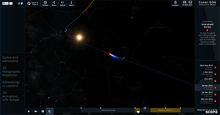 La simulazione della cometa ISON fatta dal Solar System Scope