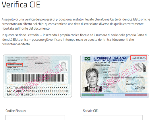 Interfaccia di verifica CIE