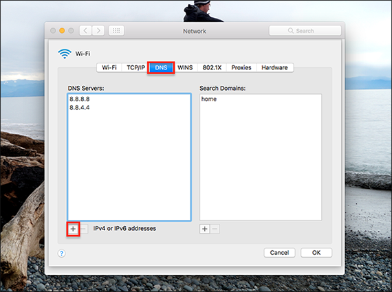 Cambiare DNS mac