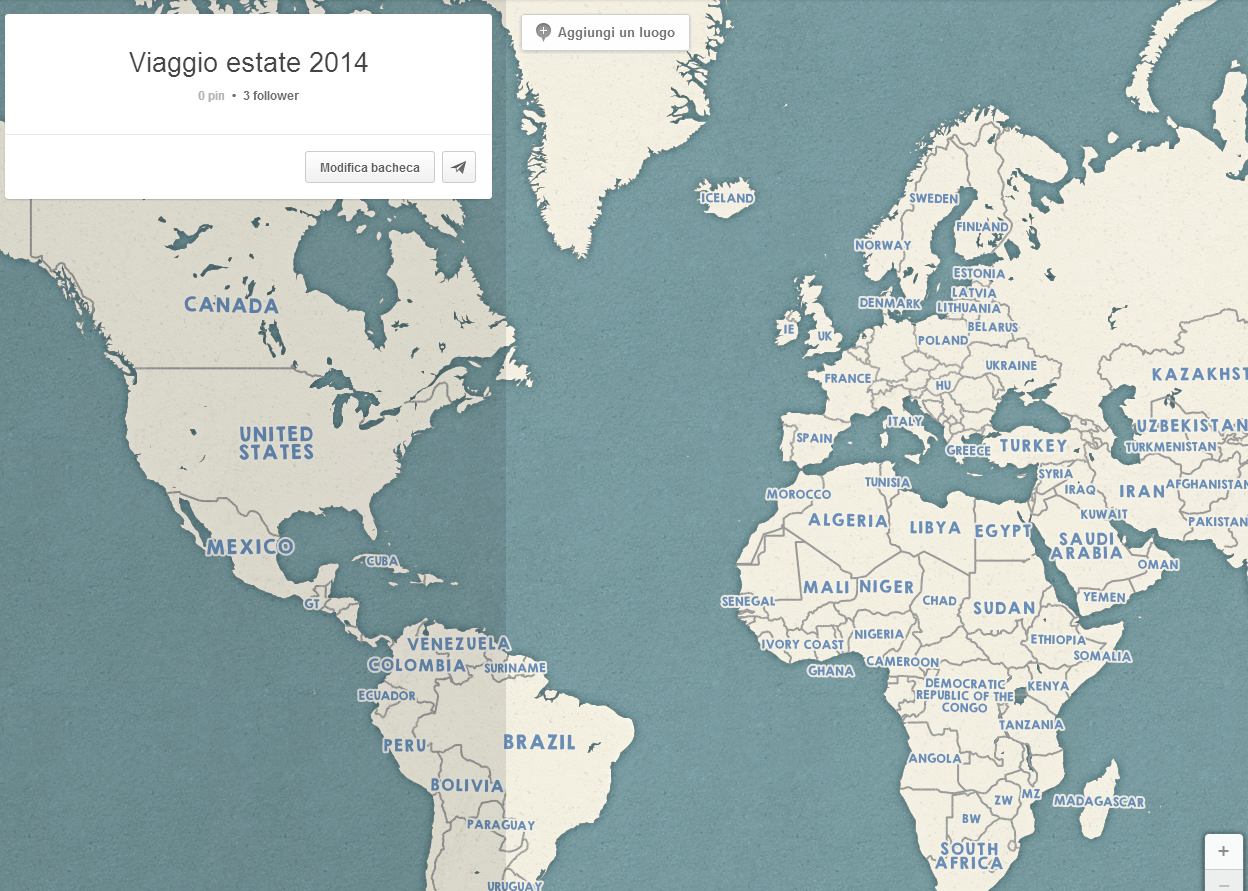 La mappa sulla quale aggiungere i Pin