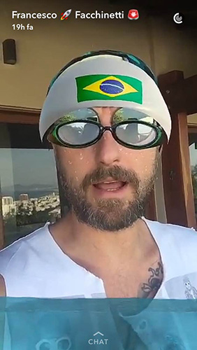 Immagine tratta dal profilo Snapchat di Francesco Facchinetti