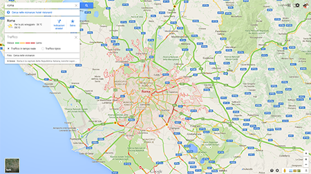 Traffico sul Raccordo anulare con Google Maps