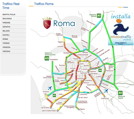 Traffico sul Raccordo anulare con Infoblu