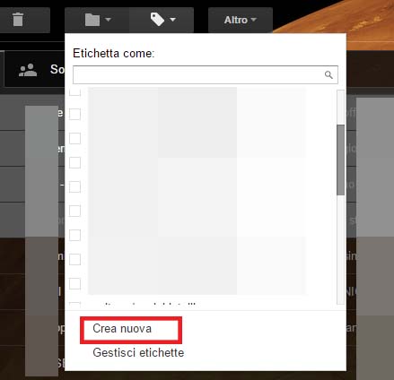 Creare etichette su Gmail