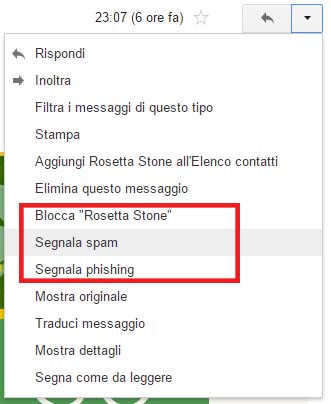 Segnala e blocca messaggi