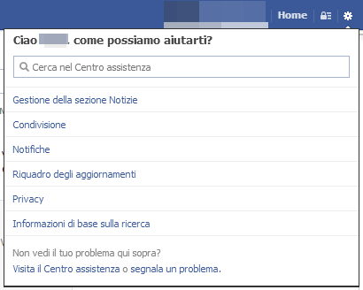 Centro assistenza Facebook