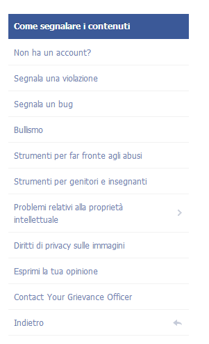 Centro assistenza Facebook