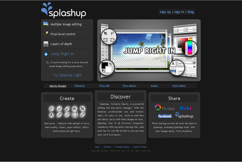 L'home page di SplashUp