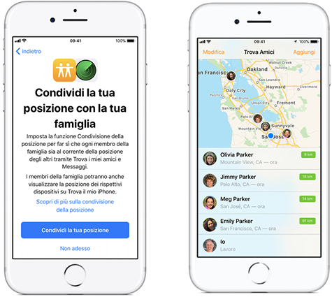 Condividere posizione tra familiari iphone