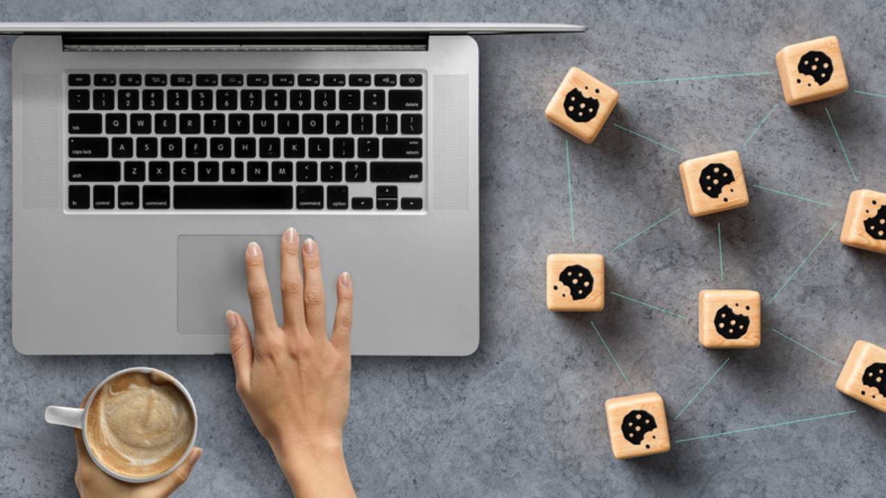 persona che lavora al computer e cookies