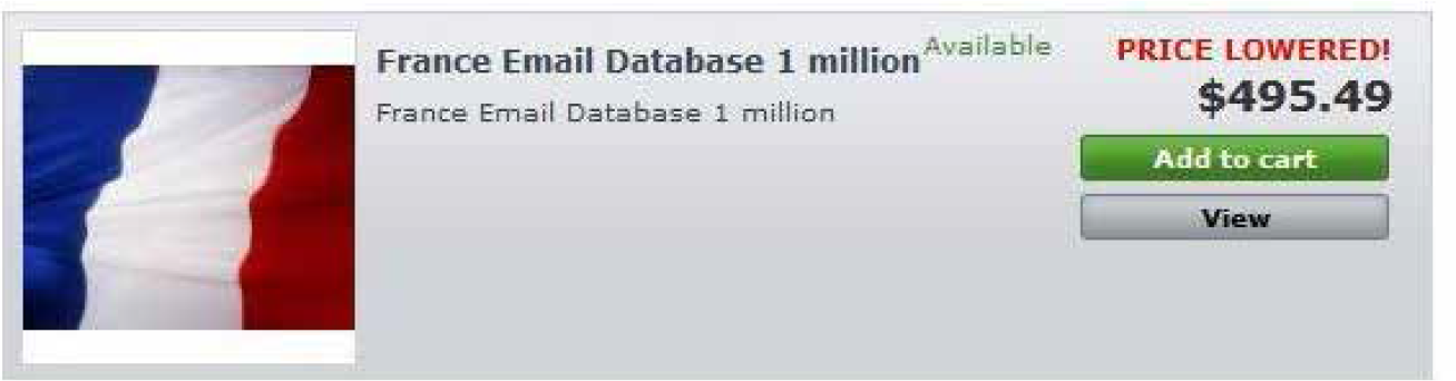 Un milione di email francesi a poco meno di 500$