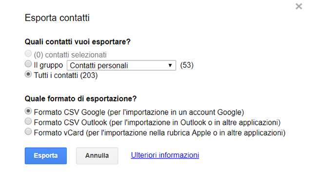 contatti gmail