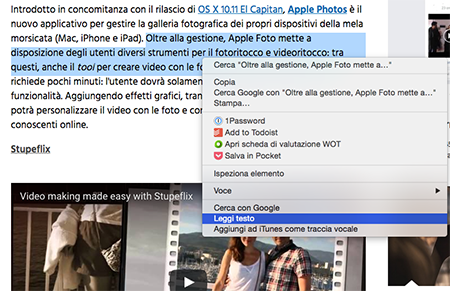 Creazione di Servizio con Automator