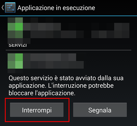 Interrompere le applicazioni su Android