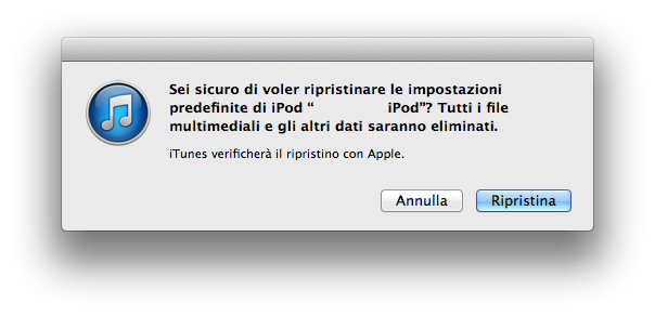 Ripristino iPhone da iTunes