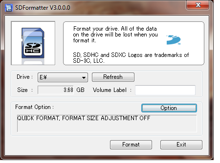 SD card formatter per Windows
