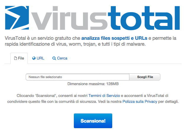 VirusTotal homepage