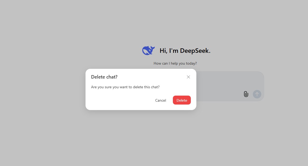 cancellare chat deepseek