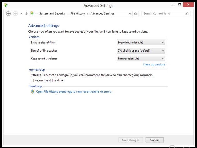Backup Windows 8 con Cronologia file