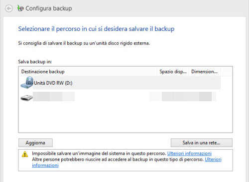 Backup Windows 8 con Ripristino file di Windows 7