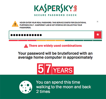 Kaspersky secure password checker