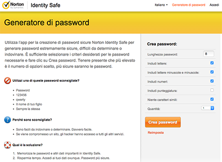 Identity safe di Norton