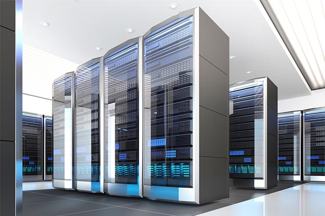 Rendering di data center con computer quantici