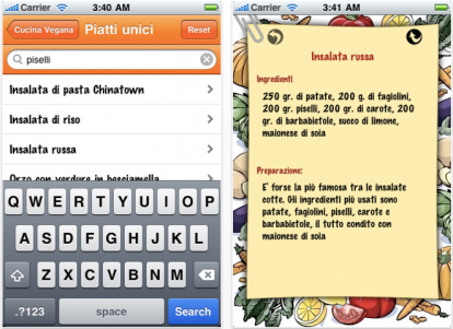 Schermata di iVegetariano