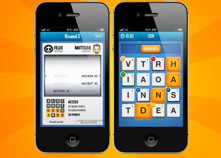 una schermata di Ruzzle da iPhone