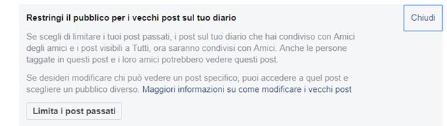 limita post passati facebook