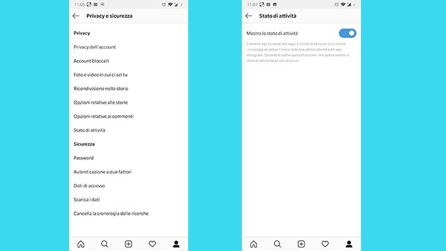 stato attività instagram