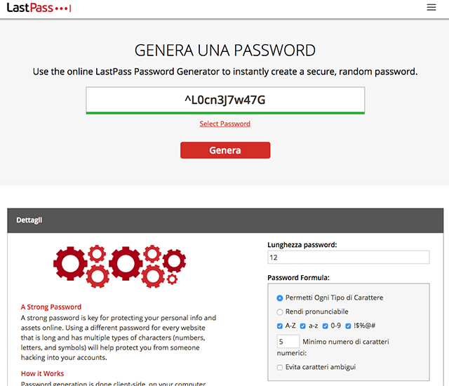 Generatore password LastPass