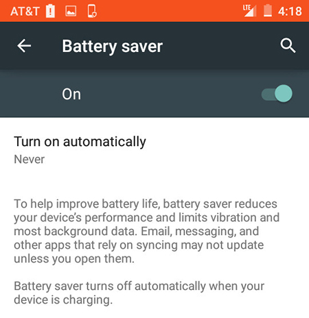Risparmio energetico Android