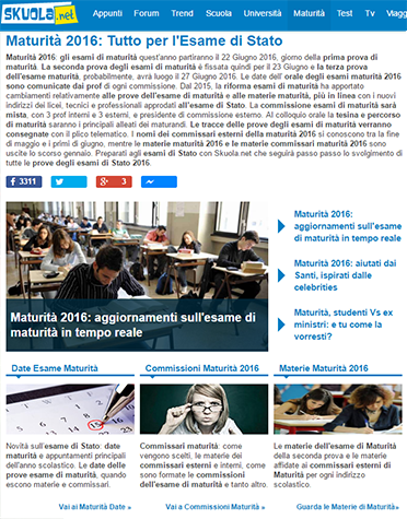 Sezione maturità 2016 di Skuola.net