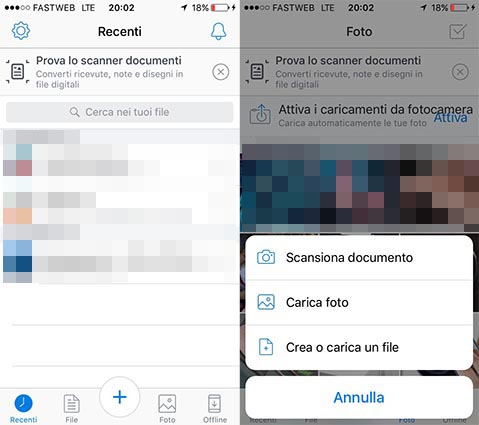 Scansione documenti cartacei Dropbox