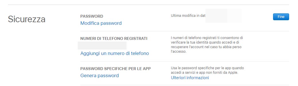 Aggiungere nuovo numero di telefono registrato su Apple ID