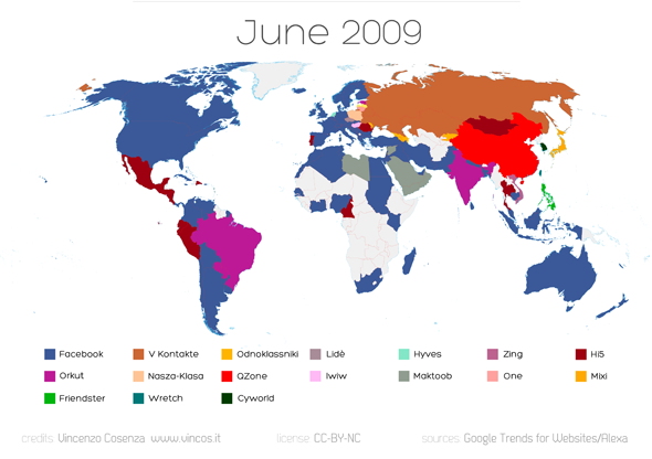 Social network nel mondo a giugno 2009