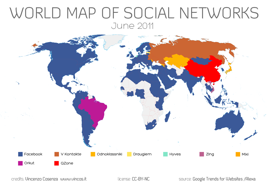 Social network nel mondo a giugno 2011