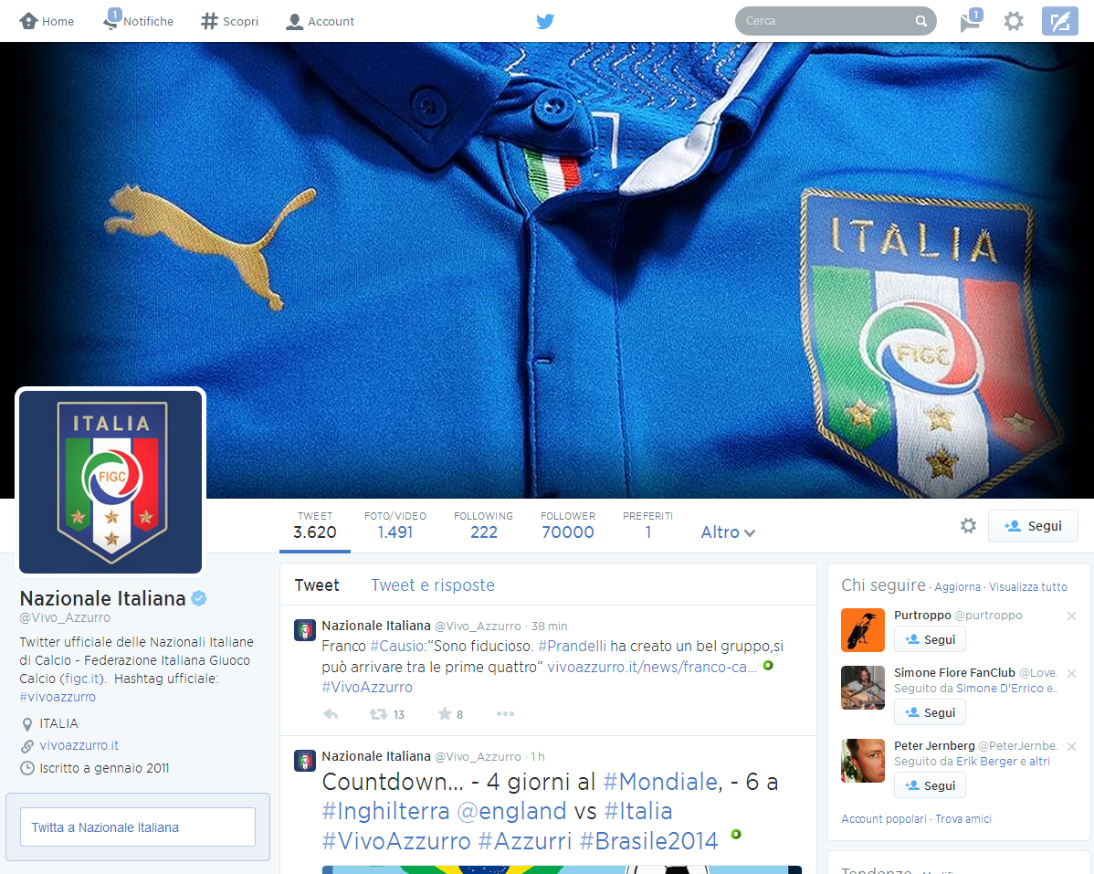 La pagina della FIGC