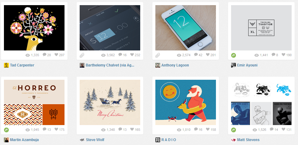 La homepage di Dribbble