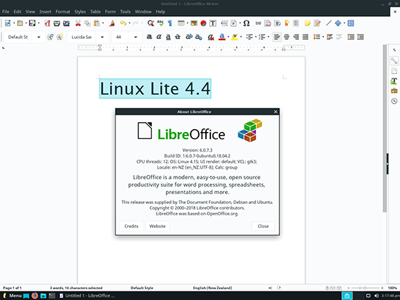 LibreOffice su Linux Lite