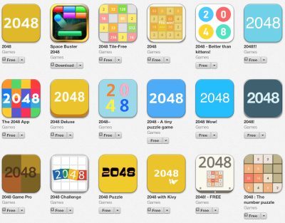 Le varie versioni di 2048 presenti nell'App Store