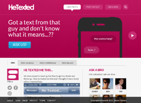 La schermata principale di HeTexted