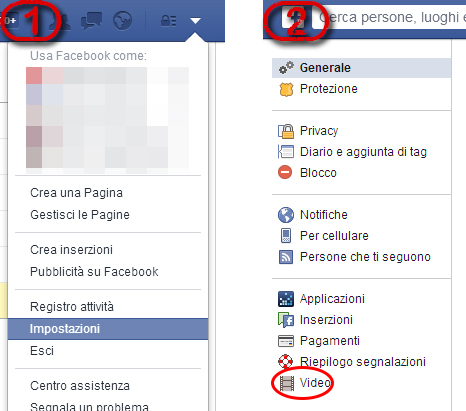 Accedere alle impostazioni video di Facebook