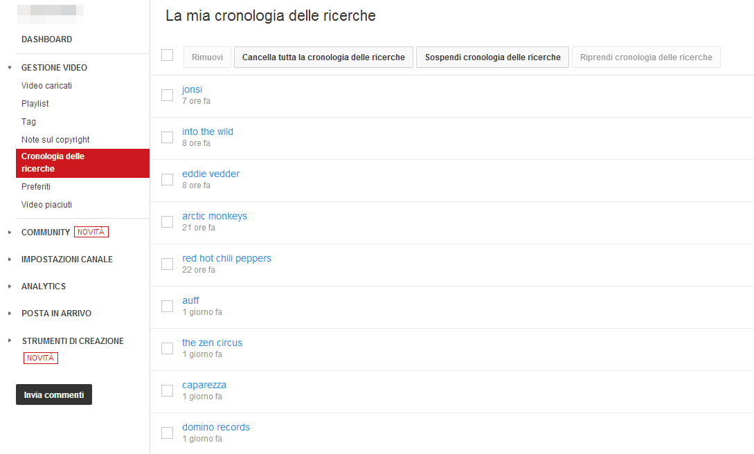 Impostazioni privacy di YouTube