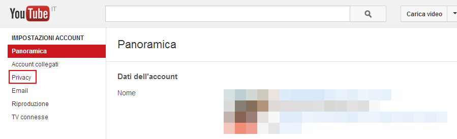Impostazioni privacy di YouTube
