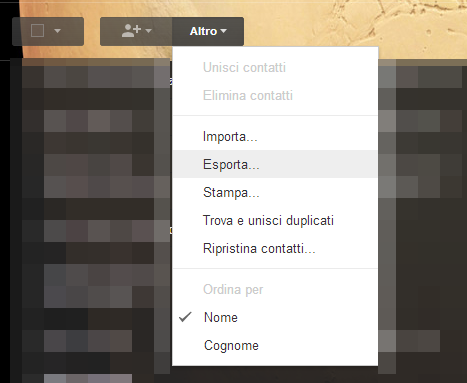 Esportare i contatti da Gmail