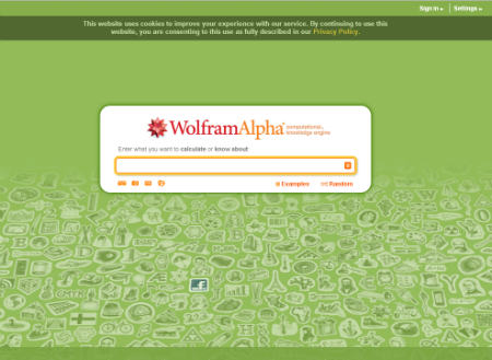 la home di Wolfram Alpha