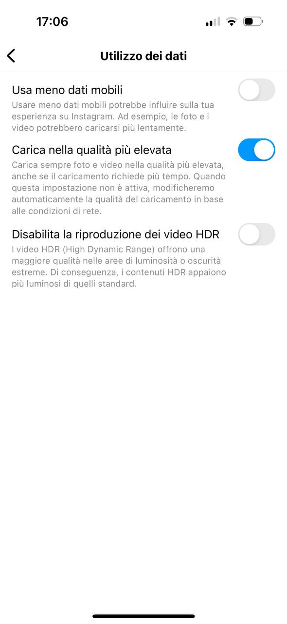 utilizzo dati instagram