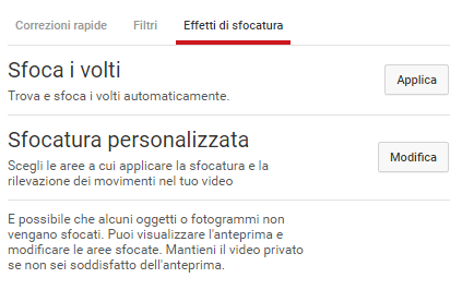 Aggiungere effetti sfocatura YouTube